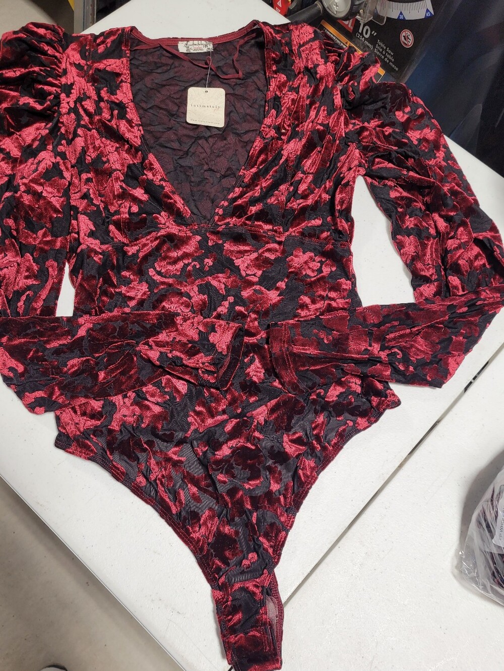 Free People Burgundy Velvet Magic Hour Bodysuit - Picture 6 of 8